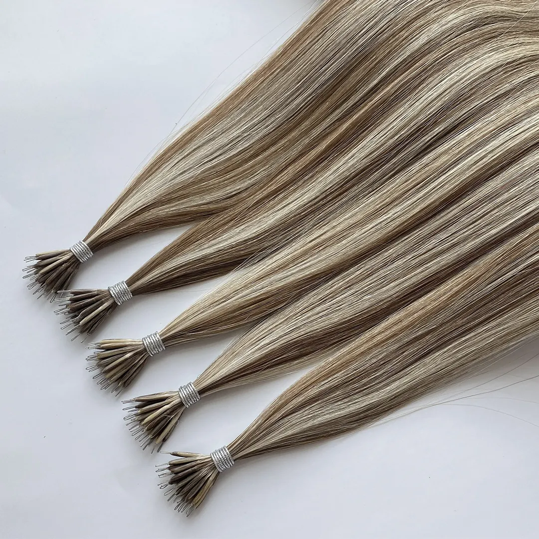 Double Drawn Factory Wholesale European Virgin Cuticle Hair Metal Nano Tip Hair Extension