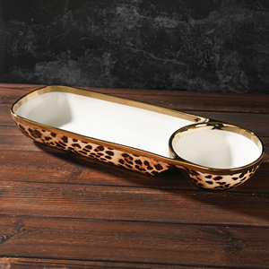 Assiettes de service en porcelaine, bois et céramique, motif léopard, pour chips et trempettes, fournisseur d'usine en gros - Product Image 2
