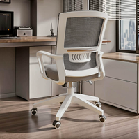 Chaise de bureau ergonomique moderne à dossier mi-haut en maille, pivotante et réglable en hauteur, pour seniors