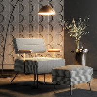 Canapé simple de style nordique à motif pied-de-poule, fauteuil de salon et chambre à coucher, chaise longue de designer, siège rembourré, mobilier.