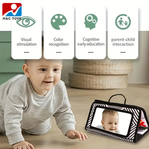 Miroir de divertissement pour bébé, noir et blanc, pour l'entraînement à la suivi visuel, stimulation cognitive 3D, jouet suspendu apaisant pour siège auto - Product Image 4