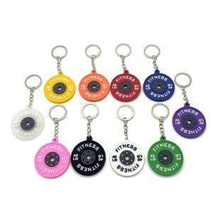 Personalizado al por mayor 3D gimnasio deporte Fitness goma llavero peso placa <span class=keywords><strong>Mini</strong></span> KETTLEBELL mancuerna barra tetera-Campana llaveros - Product Image 2