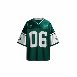 Maillot de football américain vert personnalisé 06 en maille respirante, chemise de sport oversize, uniforme d'entraînement hip-hop à col en V, tenue de football - Product Image 1