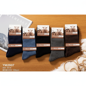 Men's Daily Sporty Wool Spandex Socks with Digital Printing Lightweight Thermal Jacquard Pattern Bottom Disposable PEAil YM2607 - Product Image 1