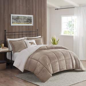 DB Plush <b>Quilted</b> Comforter Set Sherpa Alternative for All Seasons-Custom <b>Sizes</b> Single <b>Queen</b> King Double Polyester Cotton Bedding - Product Image 4