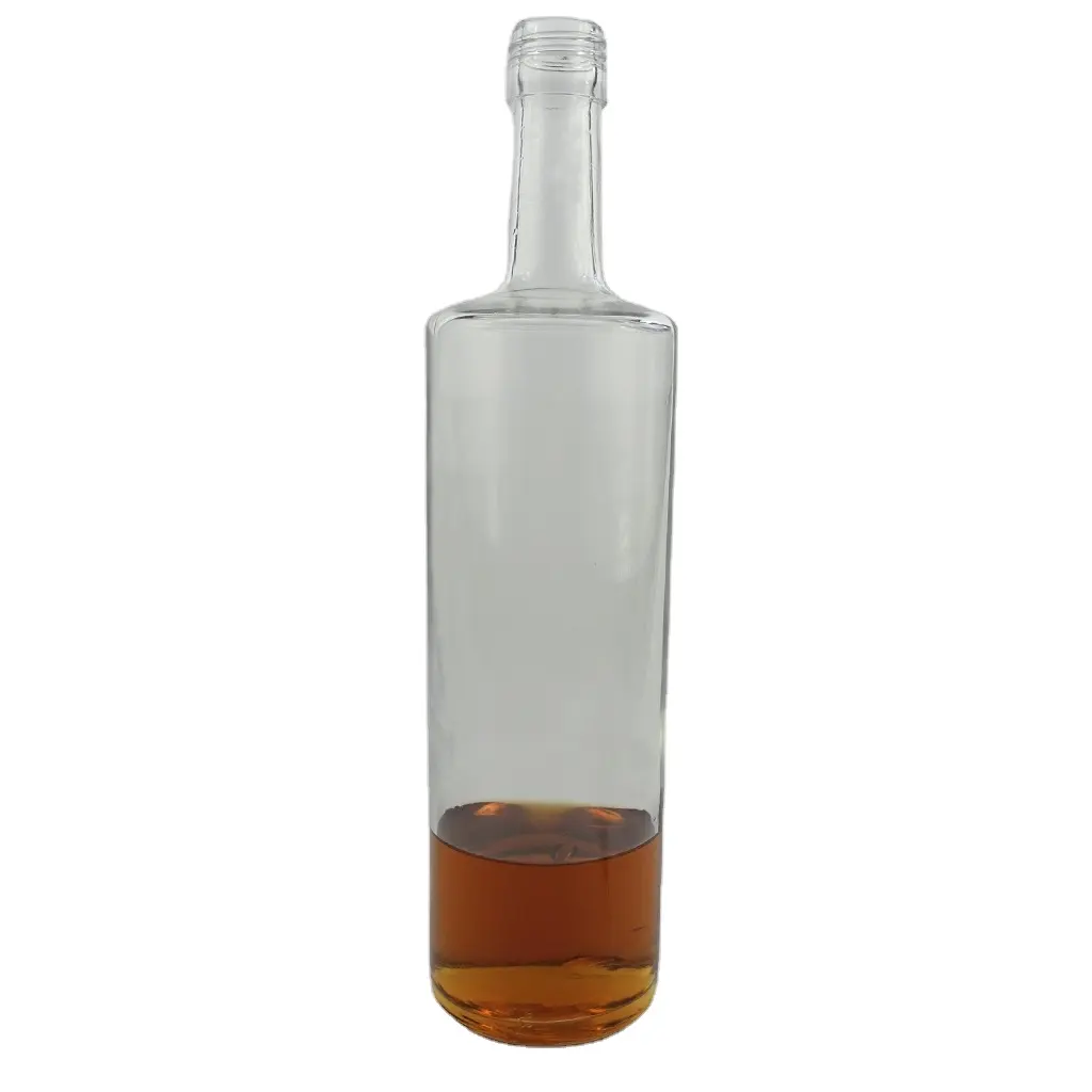 Wholesale custom popular cylindrical transparent vodka whiskey bottle 500ml pride liquor bottles branded wine bottle packaging