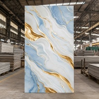 Panneau mural en PVC UV fin effet marbre avec finition dorée pour revêtement mural – Vente en gros