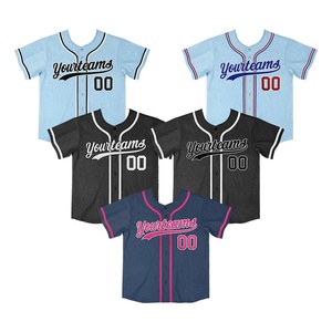 Maillot de baseball en jean personnalisé pour hommes, femmes et garçons Chemises de baseball en gros Logo cousu avec nom et numéro - Product Image 1