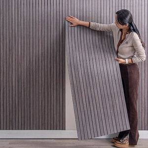 Carta da Parati Autoadesiva Moderna in PVC Goffrato con Motivo a Listelli in Legno per Palestre, Centri Commerciali, Studi, Hotel e Reception - Product Image 3