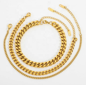 Set di Cavigliere Estive alla Moda in Acciaio Inox Placcato <span class=keywords><strong>Oro</strong></span> 18K, Catene Stile Serpente, Cubana, Figaro e Marina per Donne, <span class=keywords><strong>Oro</strong></span> 2022 - Product Image 6