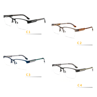 Monture de lunettes de sport en métal tendance, demi-monture en acier inoxydable, verres optiques, branches colorées, unisexe