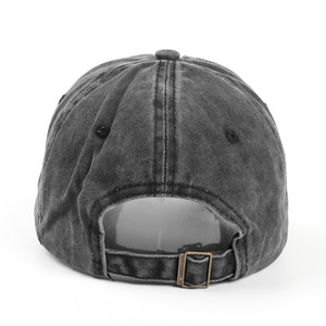 Original The <b>Black</b> Embroidered <b>Baseball</b> <b>Cap</b> Men Washed Denim Patchwork Curved Brim Hat - Product Image 4