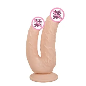 Accessoire féminin de sexe anal pour masturbation, sexe anal, pénis synthétique à double tête avec ventouse, 1 pièce
