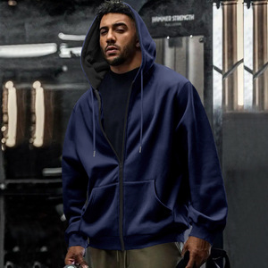 RUIQUWIN Vente en gros – Sweat à capuche personnalisé pour homme, décontracté, ample, avec fermeture éclair, veste de sport respirante, grande taille XL, haut de sport fitness - Product Image 2