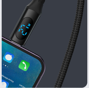 Cable de Carga Rápida QC de 3A y 27W con Luz <span class=keywords><strong>LED</strong></span> Digital, Cable de Nailon con Conector de Cobre de Calidad, Suministro Directo de Fábrica para Dispositivos iPad y Android - Product Image 6