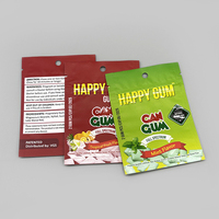 Sachet d'emballage alimentaire personnalisé, pochette à trois soudures imprimée, sachet plat en Mylar pour bonbons et chewing-gums, petit sac d'emballage plastique thermosoudable avec anse