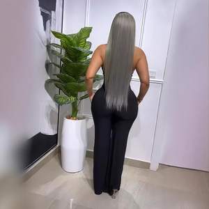 Combinaison de soirée élégante noire à col halter et décolleté en V pour femme, modèle 2026 personnalisé - Product Image 4