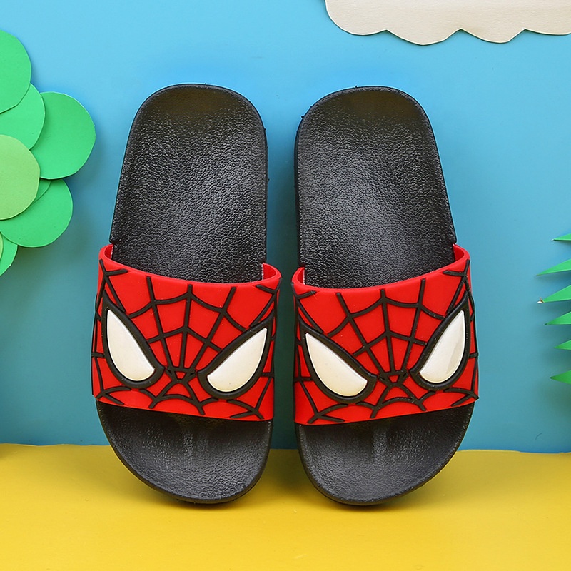 Customized Design Summer Adorab Slippers Boys Spiderman Slippers Kids Anime Slide Flat Rubber Cartoon Slippers