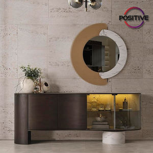 Mobile TV Contemporaneo in Legno Scuro con Superficie in Compensato Impiallacciato, Design Curvo, Resistente ai Graffi, Arredamento per la Casa - Product Image 2