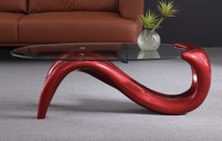 Table basse ovale moderne en verre trempé, design classique pour salon d'hôtel contemporain, en ABS et fibre de verre