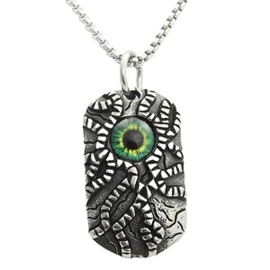 Collar con Colgante de Ojo de Acero Inoxidable para Hombre, Diseño Geométrico Retro Punk con Engaste de Bisel 280499 - Product Image 4