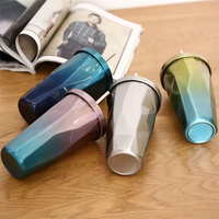 Gobelet isotherme personnalisé en acier inoxydable à double paroi de 500 ml avec couvercle et paille pour boire directement, accessoire de fête unisexe