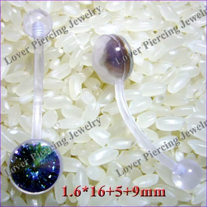 [BF-395] <span class=keywords><strong>Bio</strong></span> Flex vente <span class=keywords><strong>en</strong></span> gros de haute qualité anneaux de ventre banane nombril haltères autrichien grande pierre jauge personnalisée bijoux de Piercing corporel - Product Image 4