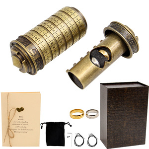 Código <span class=keywords><strong>Da</strong></span> <span class=keywords><strong>Vinci</strong></span> Juguetes Metal Cryptex Cerraduras Contraseña Cilindro Regalos DE BODA Contraseña Presente Contraseña Letra Bloqueo Anillo Titular - Product Image 3