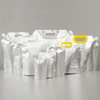 Pochettes Doypack Personnalisées Blanches et Noires 200ml 1000ml 5L avec Bec Verseur, en Aluminium et Plastique, pour Vin et Liquides, avec Poignée