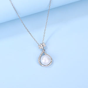 שרשרת כסף סטרלינג בסגנון וינטג לנשים 925 שרשרת כסף סטרלינג עם זרקון פנינה תליון שרשרת סיטוני - Product Image 3