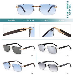 Gafas <span class=keywords><strong>de</strong></span> Sol Clásicas para Hombre y <span class=keywords><strong>Mujer</strong></span> con Adornos Metálicos, Lentes <span class=keywords><strong>de</strong></span> Nailon, Diseño sin Montura con Patillas <span class=keywords><strong>de</strong></span> Madera y Espejo - Product Image 2