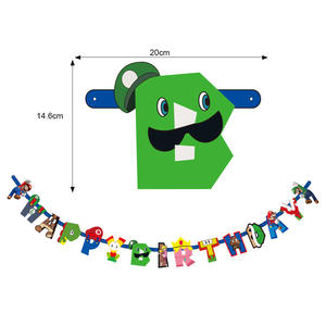 Super <span class=keywords><strong>Bros</strong></span>, articles de fête en papier, thème <span class=keywords><strong>Mario</strong></span>, costume d'anniversaire et bannière de réservation, décorations de gâteau - Product Image 5