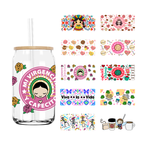 น่ารักลาตินา<span class=keywords><strong>Cafecito</strong></span>สาว 16 ออนซ์UV DTFถ้วยห่อโอนสติกเกอร์ที่กําหนดเองป้ายDIYโลโก้กันน้ําสําหรับLibbeyแก้วสามารถJM - Product Image 1