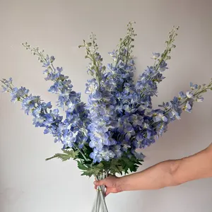 Высокое качество большой Дельфиниум настоящий сенсорный синий шелк Дельфиниум ахацис цветы композиция для свадьбы