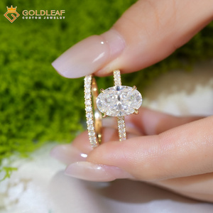 Anillos de Pareja de Moissanita con Corte Ovalado Chapados en Oro de 10K Goldleaf Luxury, Anillos de Compromiso y Boda con Engaste de Garras, Certificados y a la Moda - Product Image 5