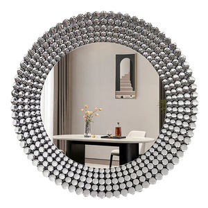 Miroir mural rond en <span class=keywords><strong>cristal</strong></span> concassé de style contemporain pour chambre à coucher, avec cadre fait main, vente chaude - Product Image 3