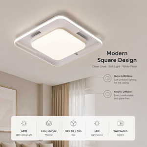 64W Modern Square <b>Led</b> Ceiling <b>Light</b> Acrylic Iron <b>Surface</b> <b>Mount</b> For Living Room Bedroom Home Decoration Lighting - Product Image 2