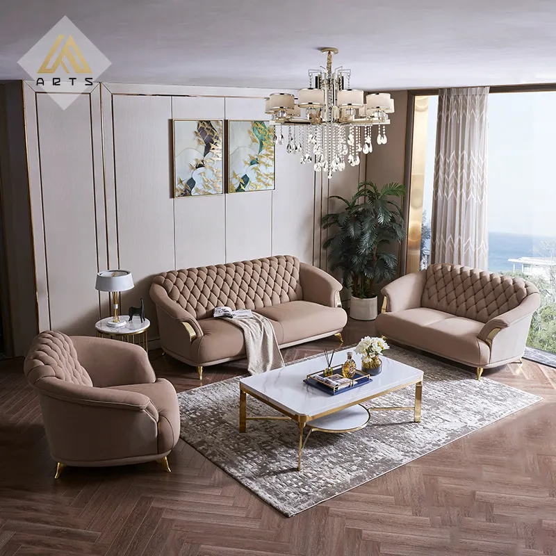 Di lusso Italiano progettato divano hotel salone sala sala di riposo villa mobili di nozze usa 1/2/3 sedile pulsante trapuntato divano set
