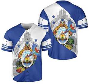 Honduras Bandeira Impressão Uniforme De Beisebol Dos Homens Produtos De Transporte Da Gota Respirável Moda Botão Down Camisa Logotipo Personalizado Jersey - Product Image 5