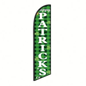 2.5*11.5 FT St. Patrick's Feather <b>Flags</b> Beach <b>Flag</b> for Beach Party and Advertising Promotions - Product Image 1