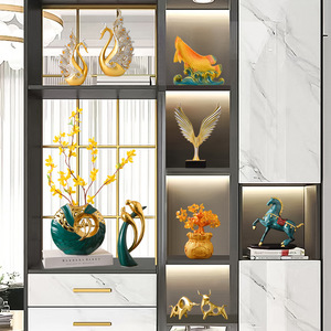 Décoration d'armoire à vin créative de luxe léger Décoration de bureau en céramique Ornement cadeau avec bordure dorée - Product Image 3