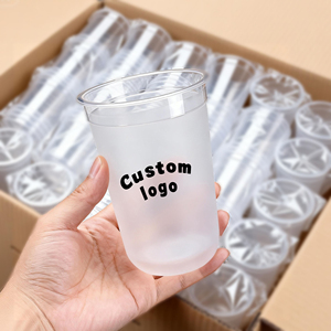 Gobelets à bulles jetables en plastique PP transparent/givré en forme de U avec logo personnalisable et couvercles anti-fuite - Product Image 2