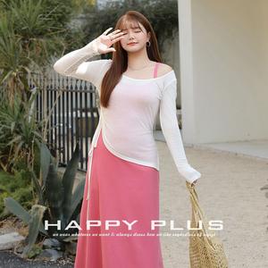 Camiseta de protección solar de manga larga con capas Happy Plus N9163, color blanco, albaricoque, morado pálido, color liso, con cordón y diseño hueco para mujer - Product Image 5