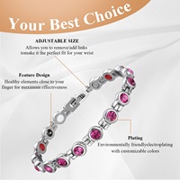 Bracelets magnétiques en acier titane et germanium pour femmes, avec pierres précieuses naturelles de quartz rose, dispositif de soulagement de la douleur - Vente en gros