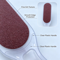 Râpe à pieds double grain en plastique transparent, lavable, pour éliminer les callosités du talon, pour pédicure professionnelle, longue, en gros