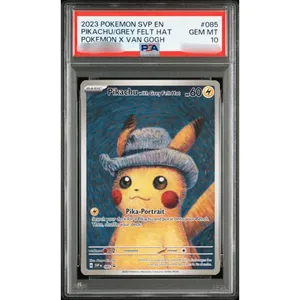Chapeau en papier gris classé, Van Gogh <span class=keywords><strong>Pikachu</strong></span>, édition artistique spéciale, rare, japonais, écologique, authentique, original, de grande valeur, objet de collection, d'occasion - Product Image 1