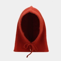 Automne hiver chaud lapin fourrure cagoule cache-cou à capuche chapeau tricoté avec style de caractère pour les femmes