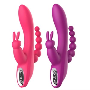 Vibratore Rabbit per Punto G con Perline Anali, Stimolatore Clitorideo a Tripla Massaggio, 10 Modalità, in Silicone Medicale, Giocattolo Sessuale Femminile - Product Image 5