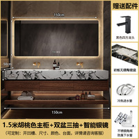 CBMMART-Meuble sous-vasque mural de luxe à double vasque avec miroir LED