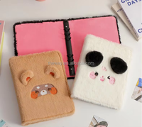 Carnet de notes/agenda/journal A5 à couverture rigide en peluche multicolore avec motifs ours, lapin et chat, 18x23,5 cm, papeterie
